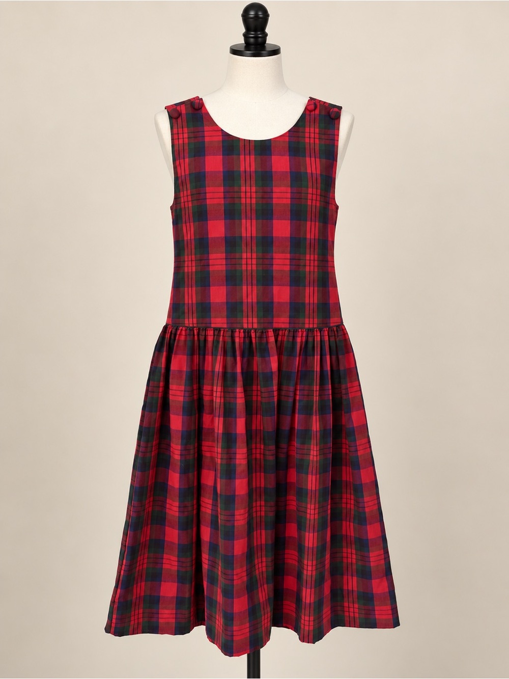 Vintage Tartan Plaid Drop Waist Dress Girls 14 Made in USA